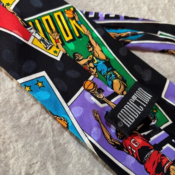 Men’s Addiction Basketball hieroglyphics card style Tie 100% Silk Multi-color. - Picture 7 of 7